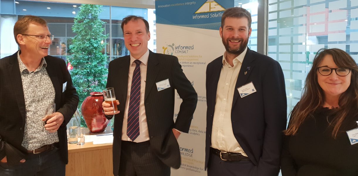 The individuals shown in the one image are: (l-r) Steve Jones (Biophorum), Philip Harman (DAC Beachcroft), David Lawton (Informed Solutions), Tracy Drabble (CQC)