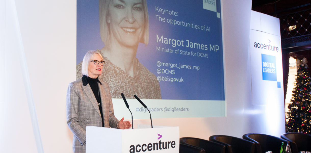 Margot James speaking at event