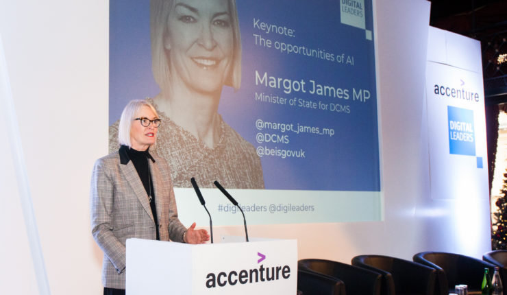 Margot James speaking at event