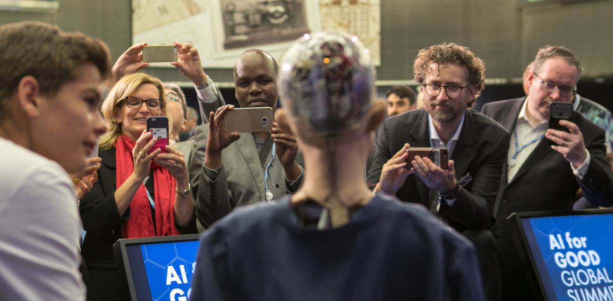 Sophia the robot at the AI for Good Global Summit 2017