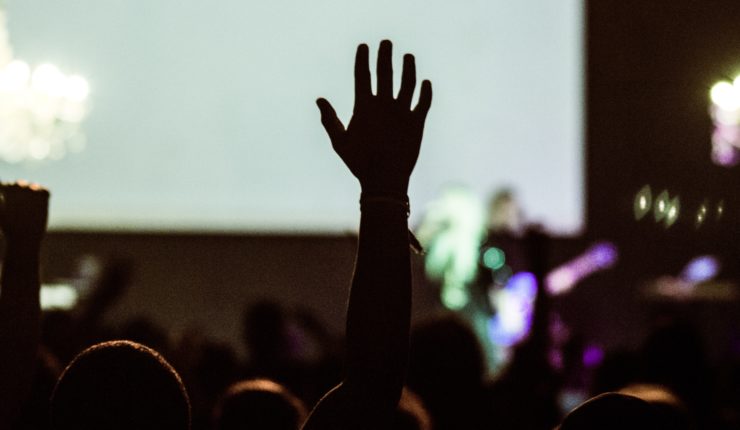 hand raised in crowd