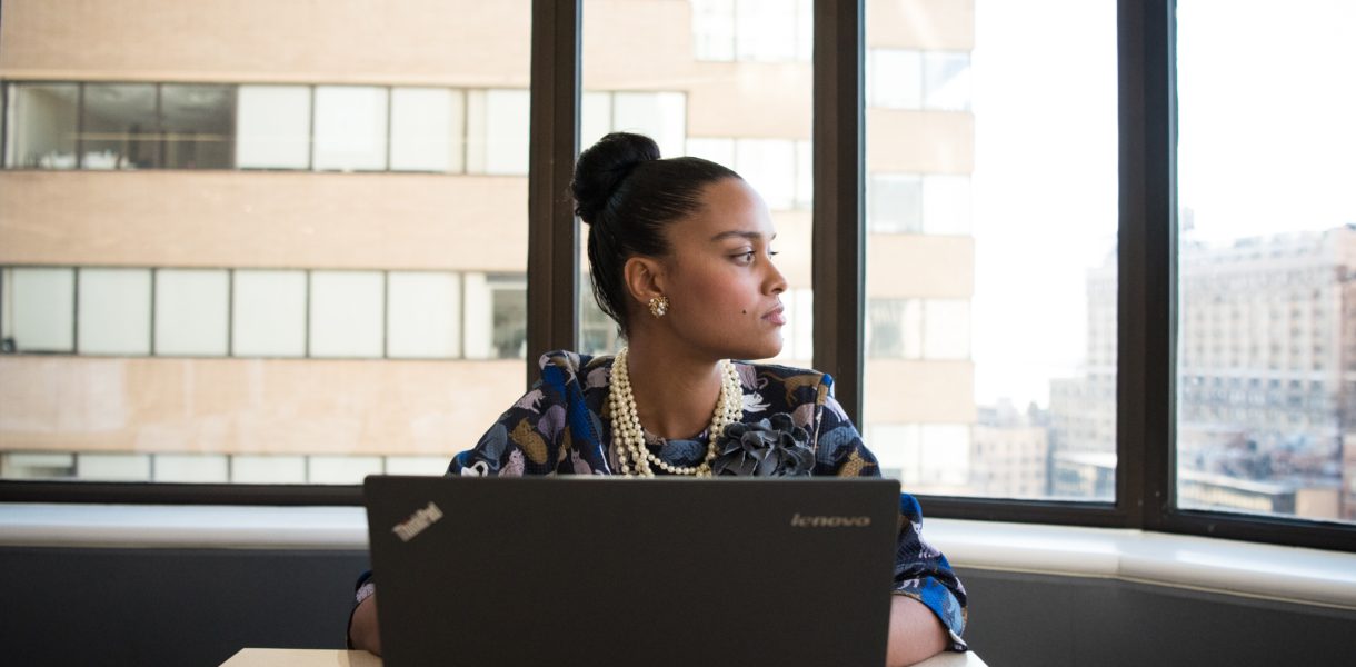 woman on computer