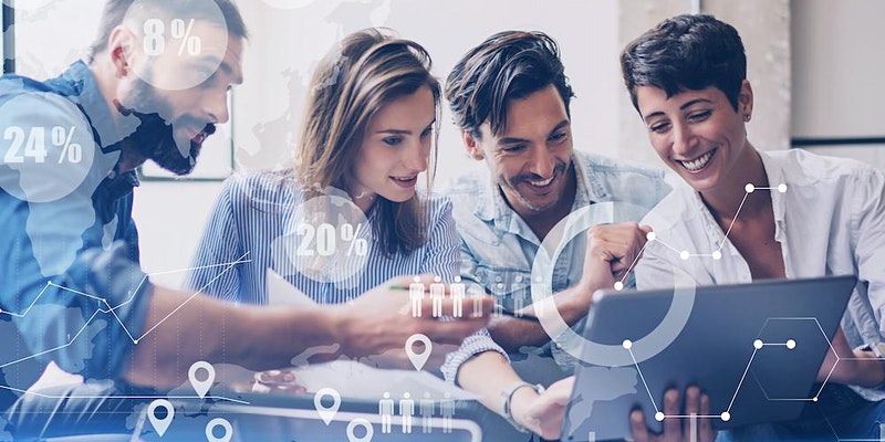 Group looking at a device
