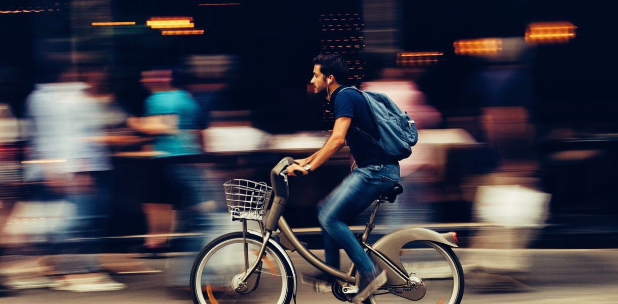 man on a bike in the city