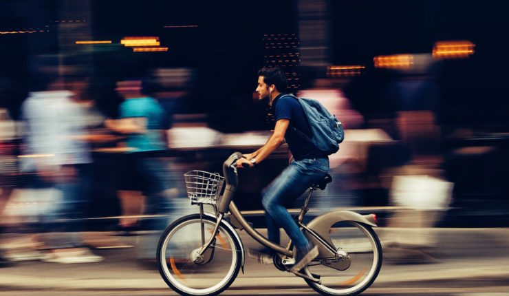 man on a bike in the city