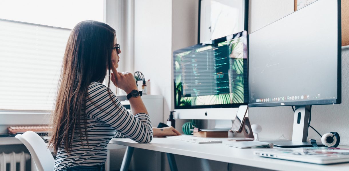 woman working on computer
