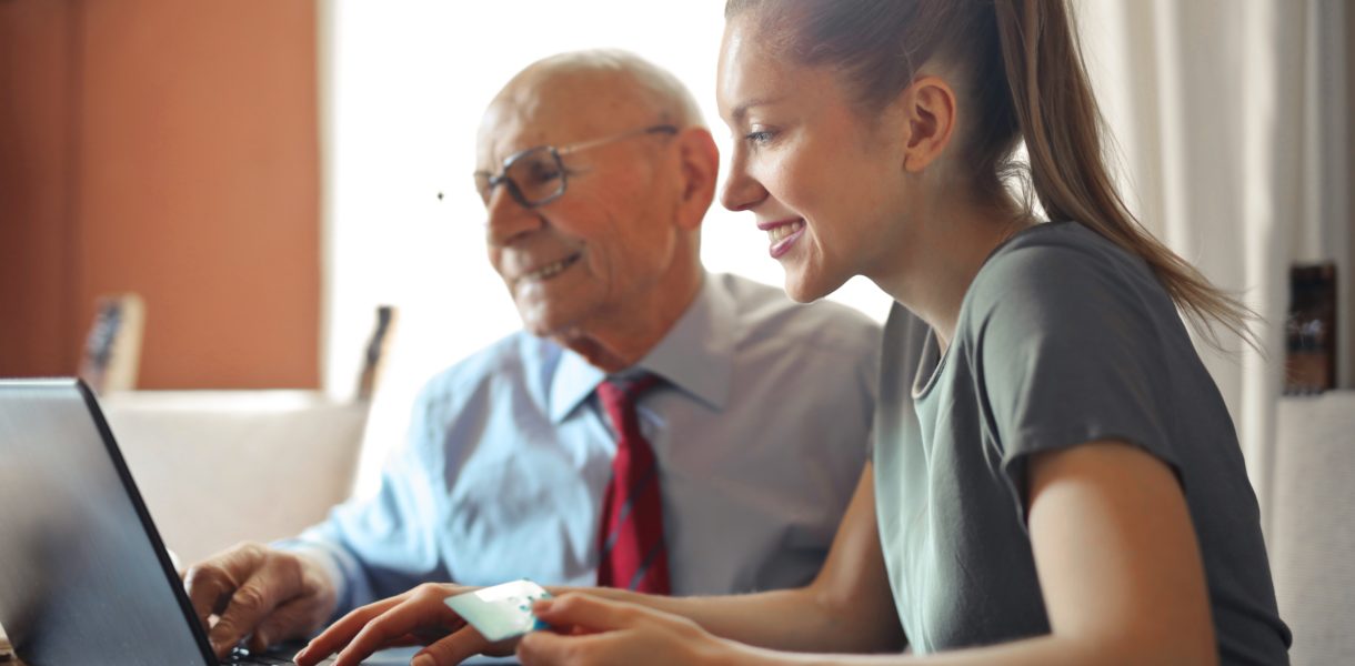 Lady and man online purchasing
