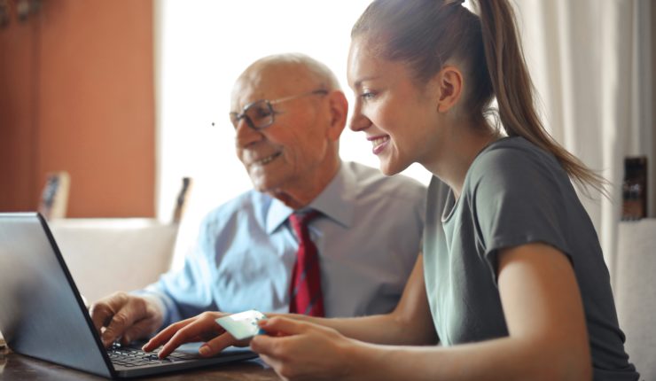 Lady and man online purchasing