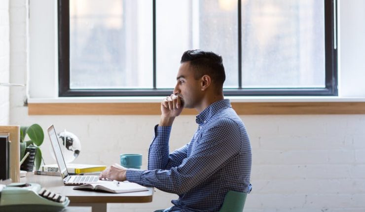 man working on computer