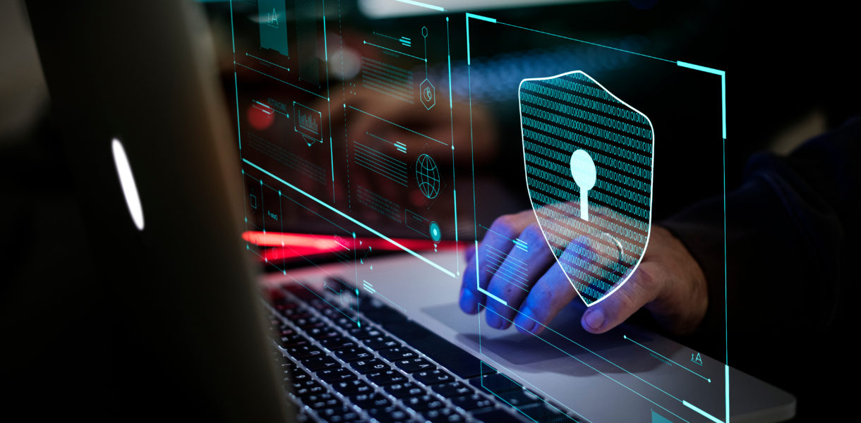 cyber security lock with laptop