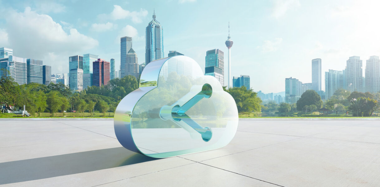 Transparent,Glass,Symbol,Of,Cloud,With,Data,Share,Icon,On