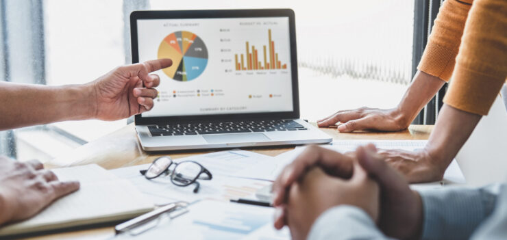 Business,Team,Collaboration,Discussing,Working,Analyzing,With,Financial,Data,And