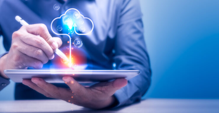 Businessman,Using,Tablet,Computer,To,Connecting,Data,Information,And,Communication