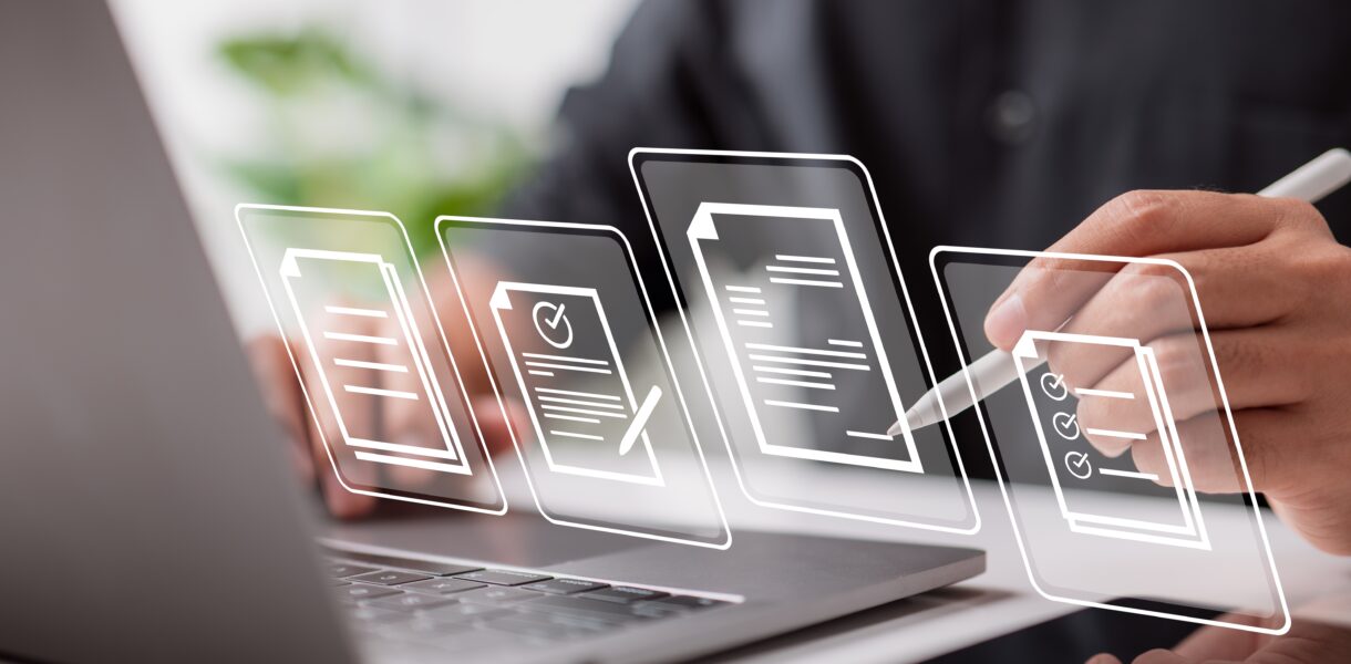 Paperless,Workplace,Idea,,E-signing,,Electronic,Signature,,Document,Management.,A,Businessman