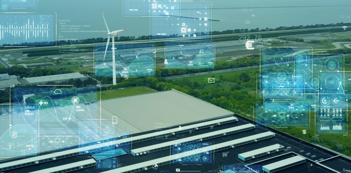 Wind,Power,Plant,And,Environmental,Technology,Concept.