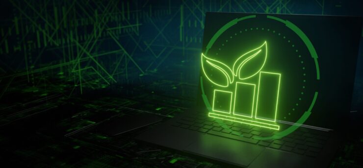 Laptop,Keyboard,With,Plant,Growing,On,It.,Green,It,Computing