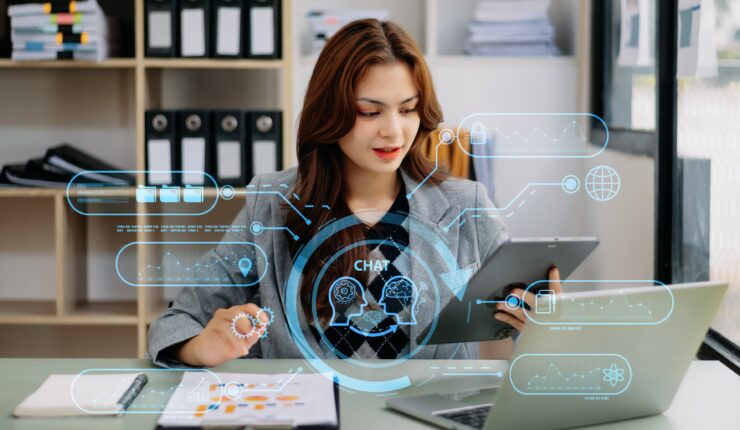 Woman,Using,Chat,Bot,In,Smartphone,Intelligence,Ai.,Chat,With