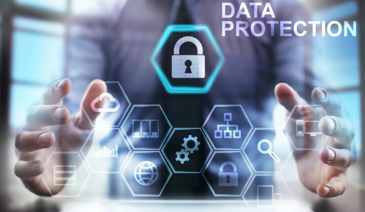 Business,Man,Using,Modern,Tablet,Computer.,Data,Protection,Concept.,Business