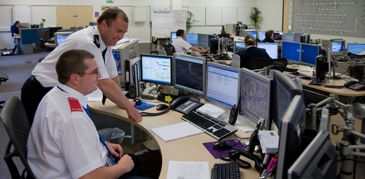 Police working on computers