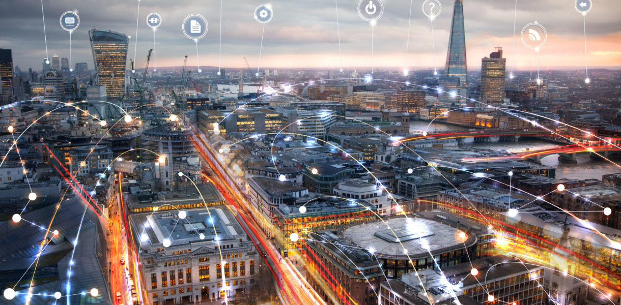 City,Of,London,At,Sunset.,Illustration,With,Communication,And,Business