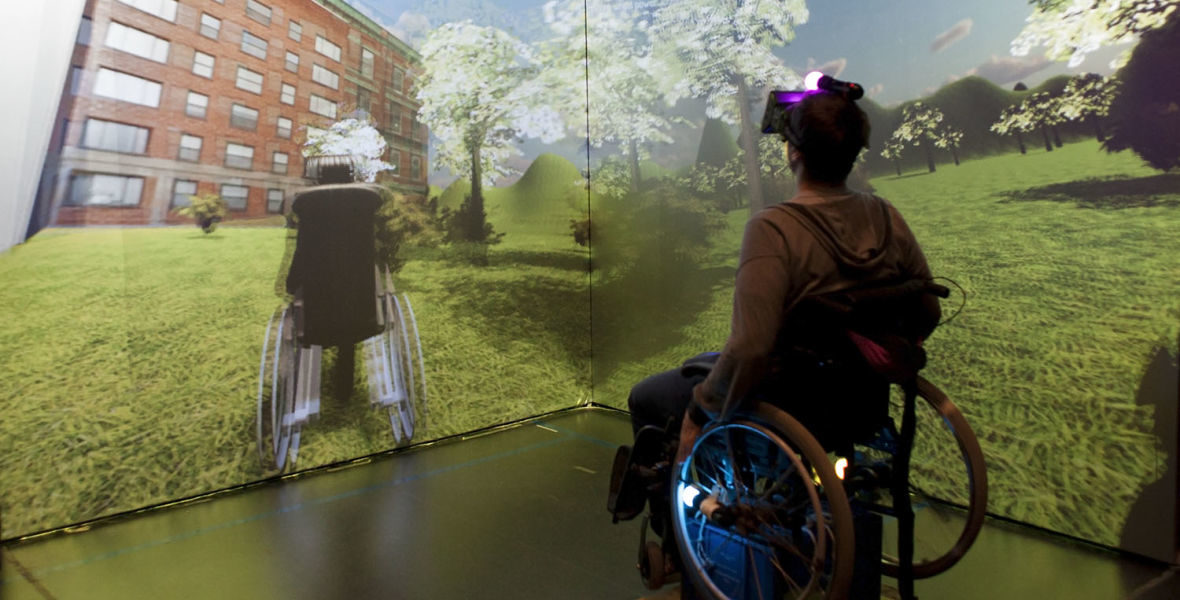 Wheelchair user with disability using Virtual Reality