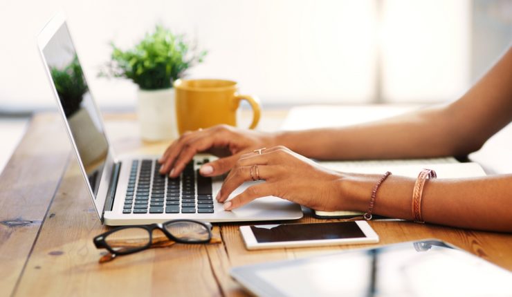 woman working on laptop